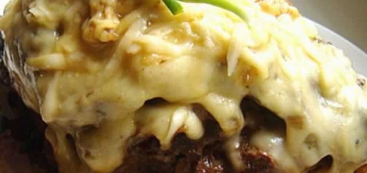 печень с грибами под сыром