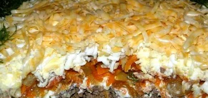 слоеный салат спеченью