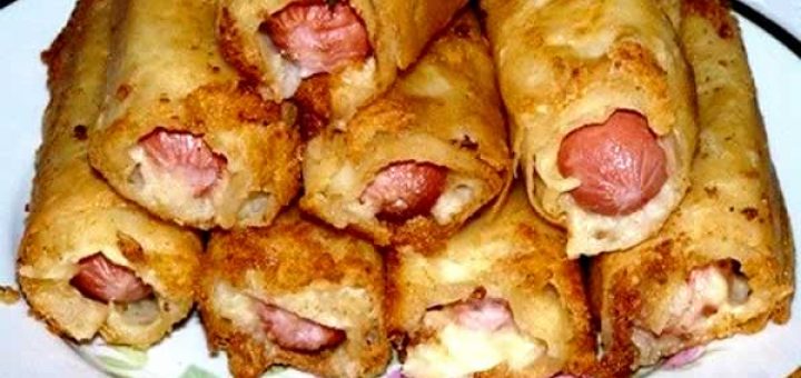 картофельные пирожки с сосисками