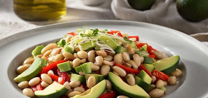 салат из фасоли с авокадо и сладким перцем